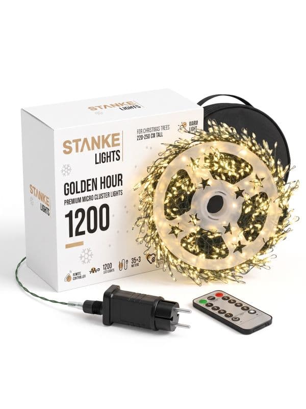 Lampki Choinkowe LED GoldenHour 1200 LED 35 m Białe Ciepłe &ndash; Luksusowe Oświetlenie na Największe Choinki