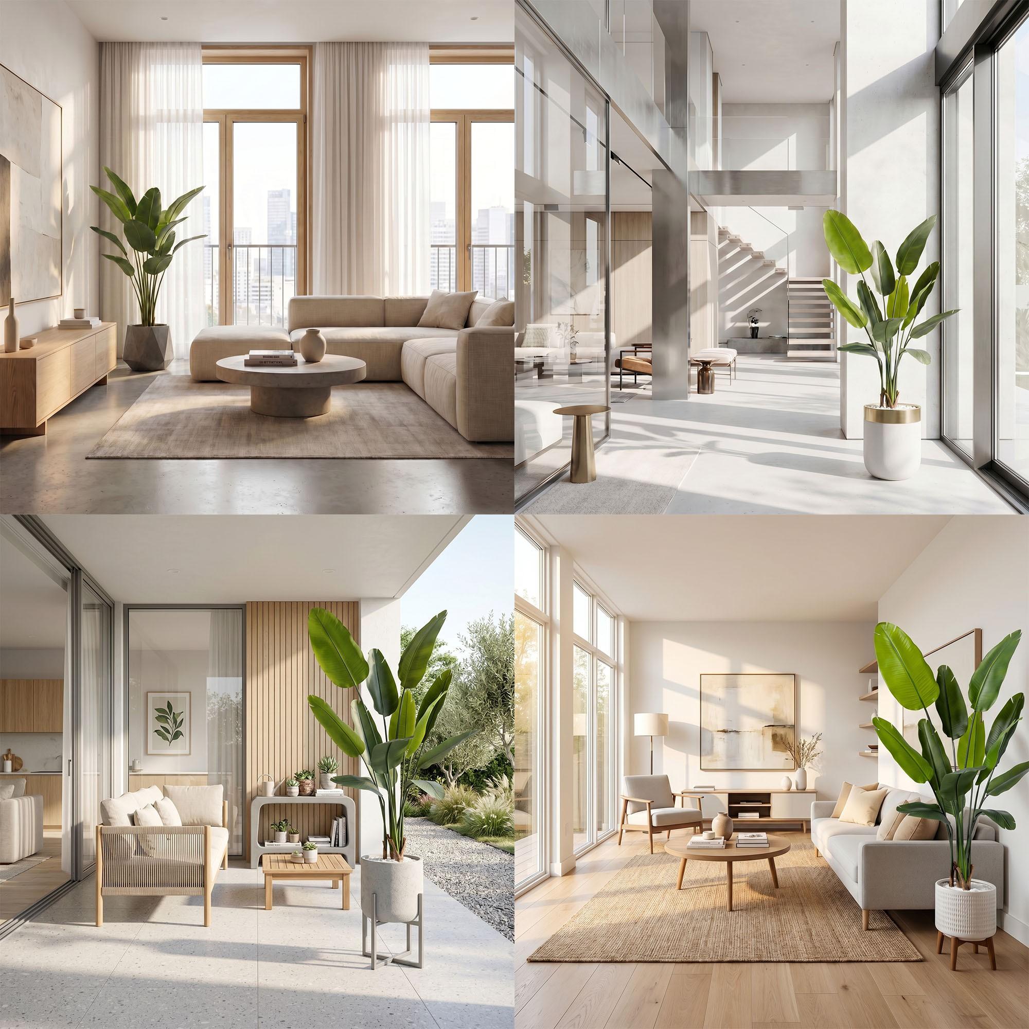 Sztuczna strelicja 165 cm FairyTrees w r&oacute;żnych aranżacjach wnętrz, dopasowana do przestronnych i nowoczesnych pomieszczeń.